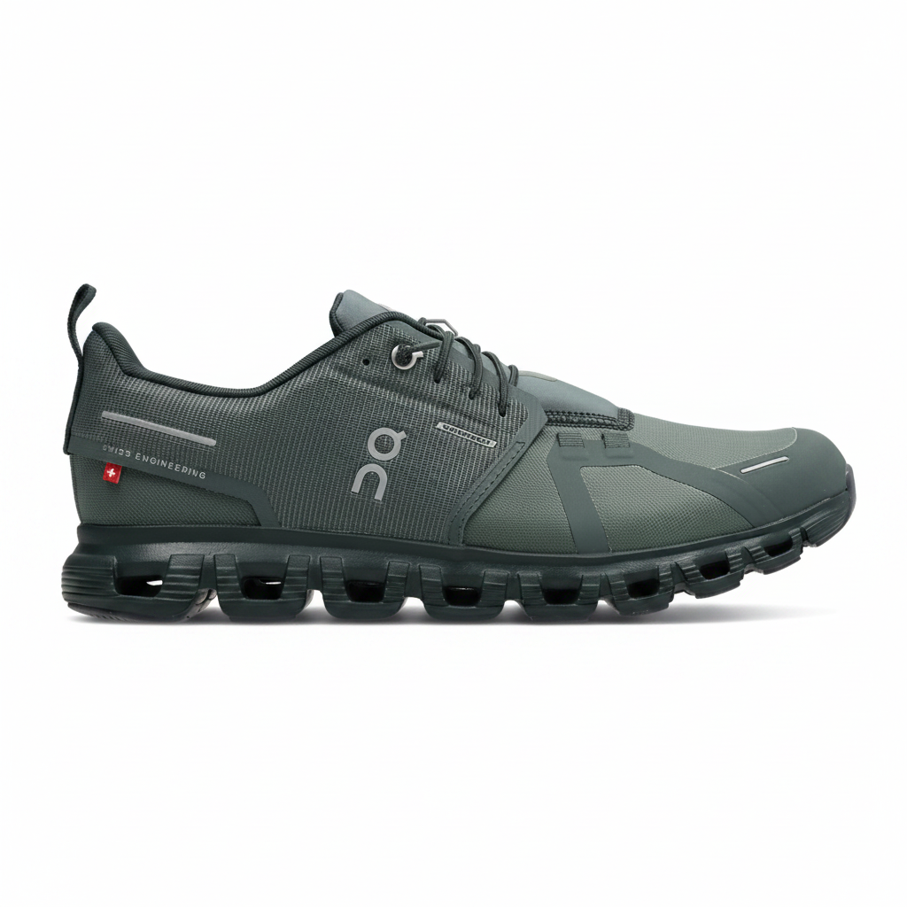 On Cloud 5 Waterproof Olive/Black – side profile